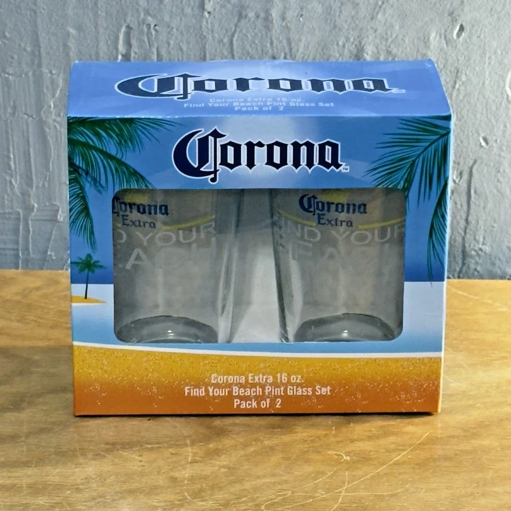 Corona Extra 16 oz Pint Glass Set Of Two 